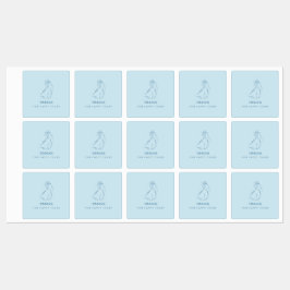 ティッシュパック用の青いウェディングラベル「ハッピー涙」 ラベル