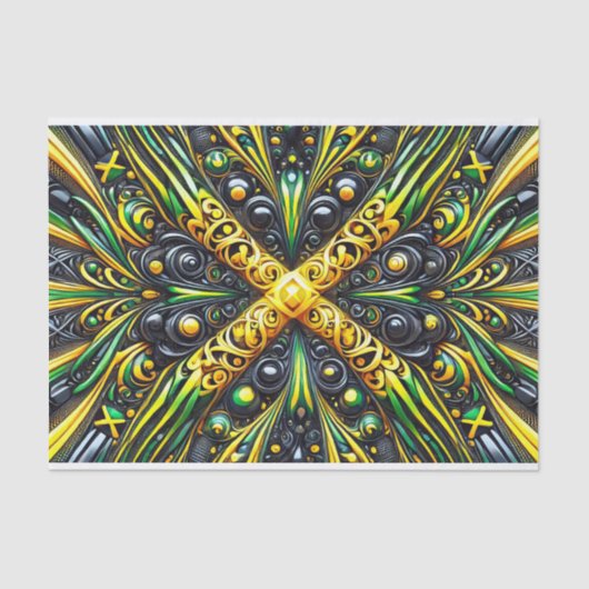 ティッシュペーパーとジャマイカカラーデザイン 薄葉紙 (正面)