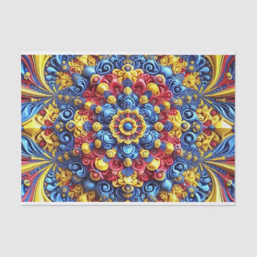 ティッシュペーパーとルーマニアの色抽象デザイン 薄葉紙 (正面)