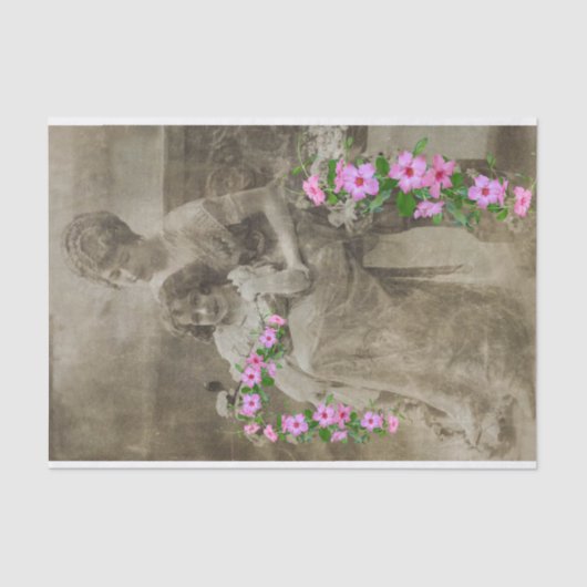 ティッシュペーパーとヴィンテージ母娘 薄葉紙 (正面)