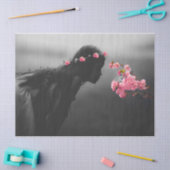 ティッシュペーパーと少女と花 薄葉紙 (クラフト)