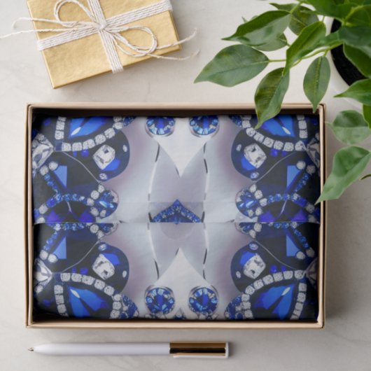 ティッシュペーパーと青の白の色のデザイン 薄葉紙 (ギフト)