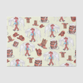 ティッシュペーパーの若いカウボーイと馬 薄葉紙