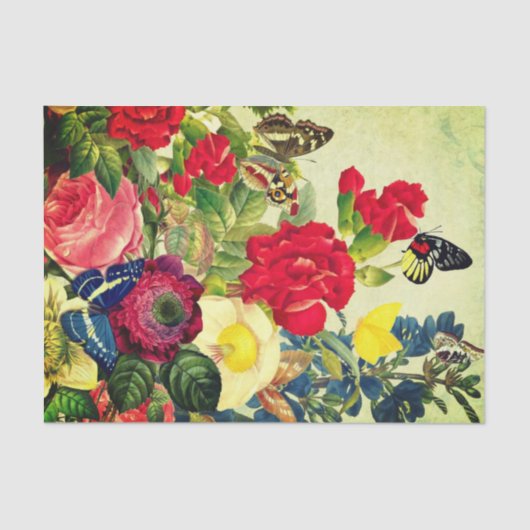 ティッシュペーパーの蝶および花 薄葉紙 (正面)