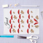 ティッシュペーパーの赤い傘猫 薄葉紙 (クラフト)