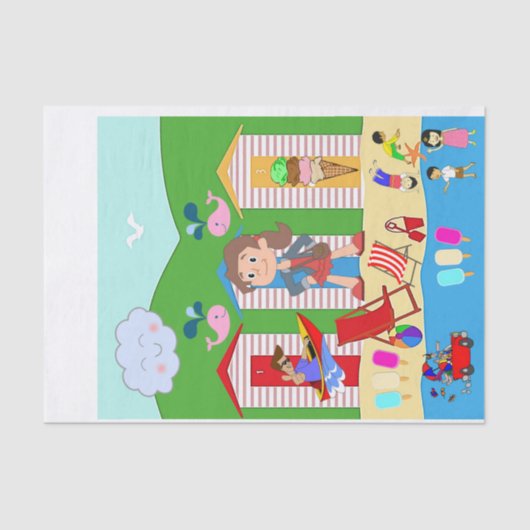 ティッシュペーパーアイスクリームビーチおもしろい 薄葉紙 (正面)