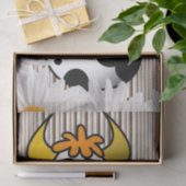 ティッシュペーパーカウブラウンストライプデイジー白フローラ 薄葉紙 (ギフト)