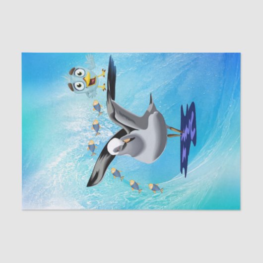 ティッシュペーパーカモメ魚鳥海波 薄葉紙 (正面)