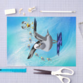 ティッシュペーパーカモメ魚鳥海波 薄葉紙 (クラフト)