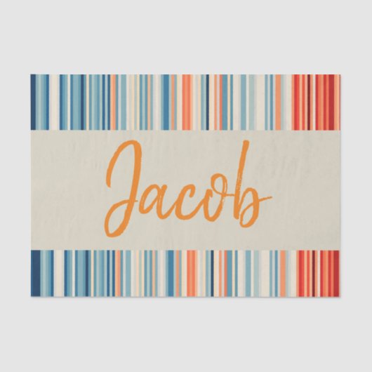 ティッシュペーパーカラフルオレンストライプジ 薄葉紙 (正面)