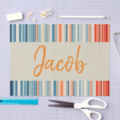 ティッシュペーパーカラフルオレンストライプジ 薄葉紙 (クラフト)