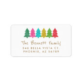 ティッシュペーパーカラフルクリスマスツリーズの住所 ラベル (正面)