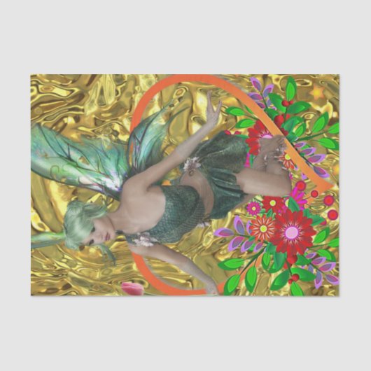 ティッシュペーパーグリーンフェアリーフローラ 薄葉紙 (正面)