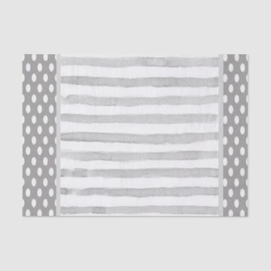 ティッシュペーパーグレイストライプ水玉模様 薄葉紙 (正面)