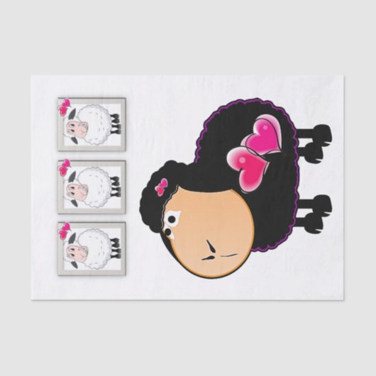 ティッシュペーパーシープピンクハート 薄葉紙 (正面)