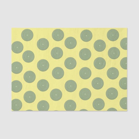 ティッシュペーパーストライプグリーンサークル黄色 薄葉紙 (正面)