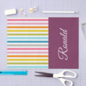 ティッシュペーパーストライプズブルゴーニュ 薄葉紙 (クラフト)