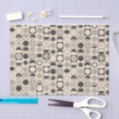 ティッシュペーパーストライプブラックベージュサークル 薄葉紙 (クラフト)