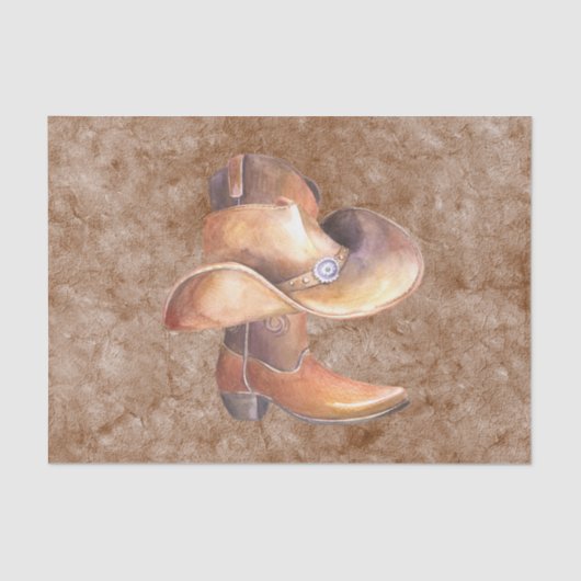 ティッシュペーパーセット(2)カウボーイズブーツ&ハットオン絵を描 薄葉紙 (正面)
