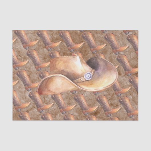 ティッシュペーパーセット(2)カウボーイズブーツ&ハットオン絵を描 薄葉紙 (正面)