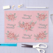 ティッシュペーパーセット(2)ピンクポインセチア・クリスマス 薄葉紙 (クラフト)