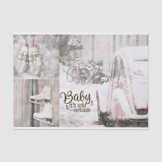 ティッシュペーパーセット(2)ベビー外は寒い 薄葉紙 (正面)