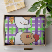 ティッシュペーパーチキンイエローパープルプレイド 薄葉紙 (ギフト)