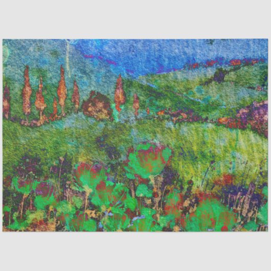 ティッシュペーパーデカップファンゴッホスタイル風景 薄葉紙 (正面)