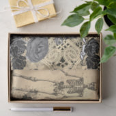 ティッシュペーパーハロウィーン骨格及び黒バラ 薄葉紙 (ギフト)