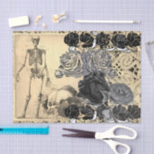 ティッシュペーパーハロウィーン骨格及び黒バラ 薄葉紙 (クラフト)