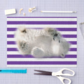 ティッシュペーパーパープルストライプローズポーラベア 薄葉紙 (クラフト)