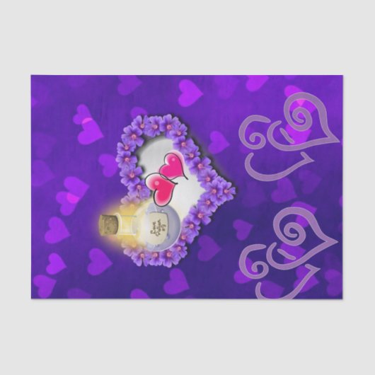 ティッシュペーパーパープルピンクハート 薄葉紙 (正面)