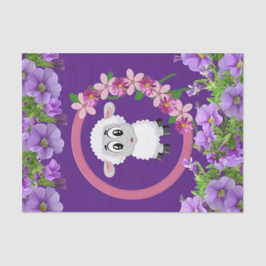 ティッシュペーパーヒツジフローラ紫 薄葉紙 (正面)