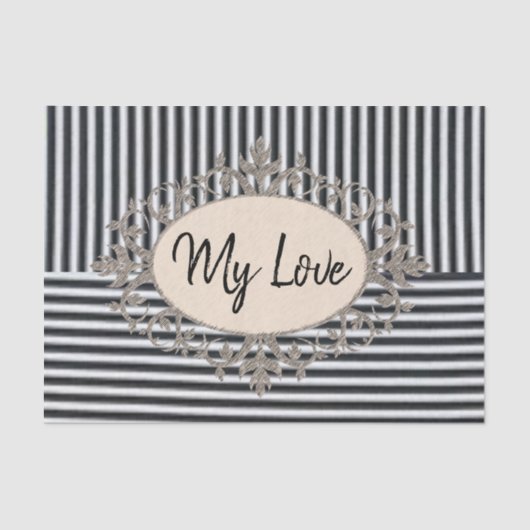 ティッシュペーパービーチブラックストライプ 薄葉紙 (正面)