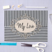 ティッシュペーパービーチブラックストライプ 薄葉紙 (クラフト)