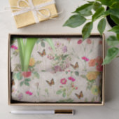 ティッシュペーパーピンクチューリップバタフライフローラ 薄葉紙 (ギフト)