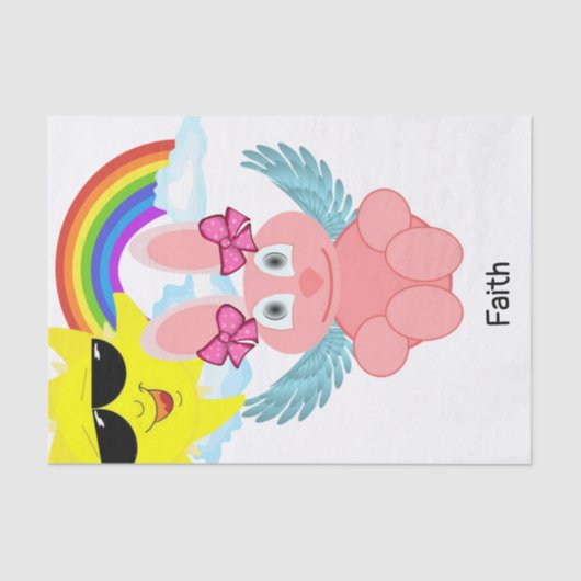 ティッシュペーパーピンクラビットレインボーイースター 薄葉紙 (正面)