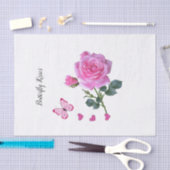 ティッシュペーパーピンクローズバタフライキスハート 薄葉紙 (クラフト)