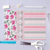 ティッシュペーパーフローラピンクストライプ色 薄葉紙 (クラフト)