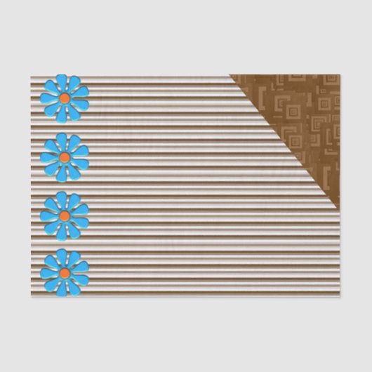 ティッシュペーパーブラウンストライプフローラ 薄葉紙 (正面)