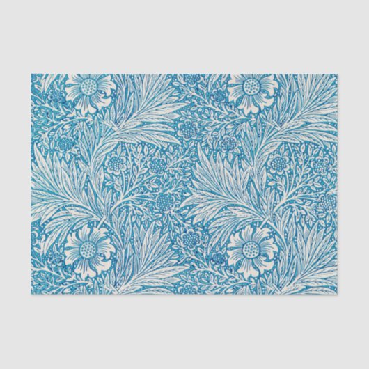 ティッシュペーパーブルーアイボリーウィリアムモリスフローラ 薄葉紙 (正面)