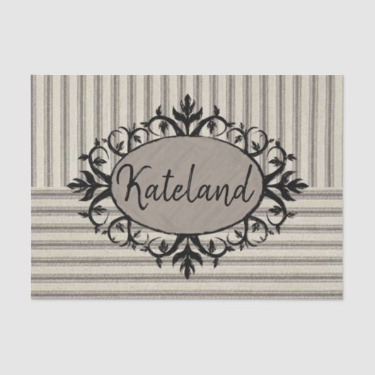 ティッシュペーパーベージュブラックストライプ 薄葉紙 (正面)