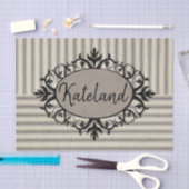 ティッシュペーパーベージュブラックストライプ 薄葉紙 (クラフト)