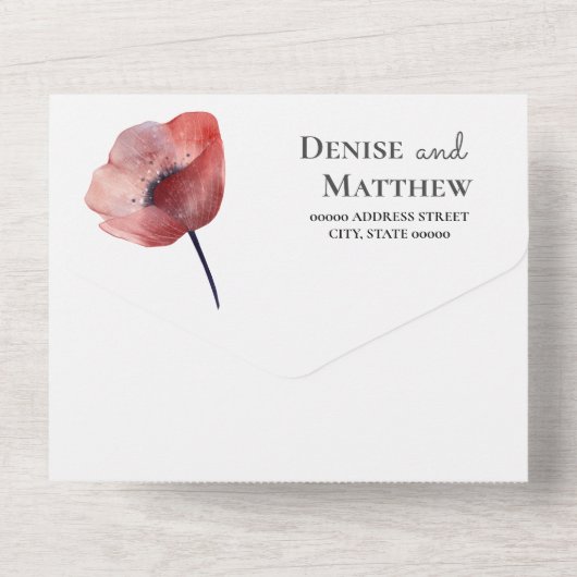 ティッシュペーパーポピーの結婚式招待状 オールインワン招待状 (裏面)