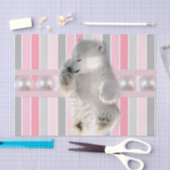 ティッシュペーパーポーラベアピンクストライプ色 薄葉紙 (クラフト)