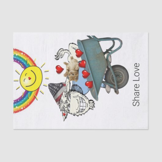 ティッシュペーパーヤギ赤いハート共有ラブ 薄葉紙 (正面)