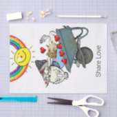 ティッシュペーパーヤギ赤いハート共有ラブ 薄葉紙 (クラフト)