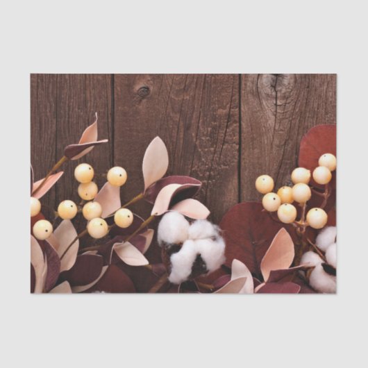 ティッシュペーパーラッピングコットンブランチonダークウッドS 薄葉紙 (正面)