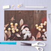 ティッシュペーパーラッピングコットンブランチonダークウッドS 薄葉紙 (クラフト)