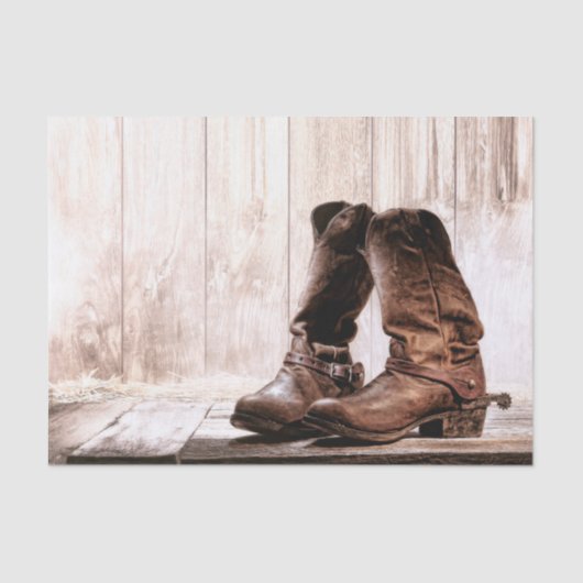 ティッシュペーパーラッピングブーツ田舎の素朴な西部 薄葉紙 (正面)